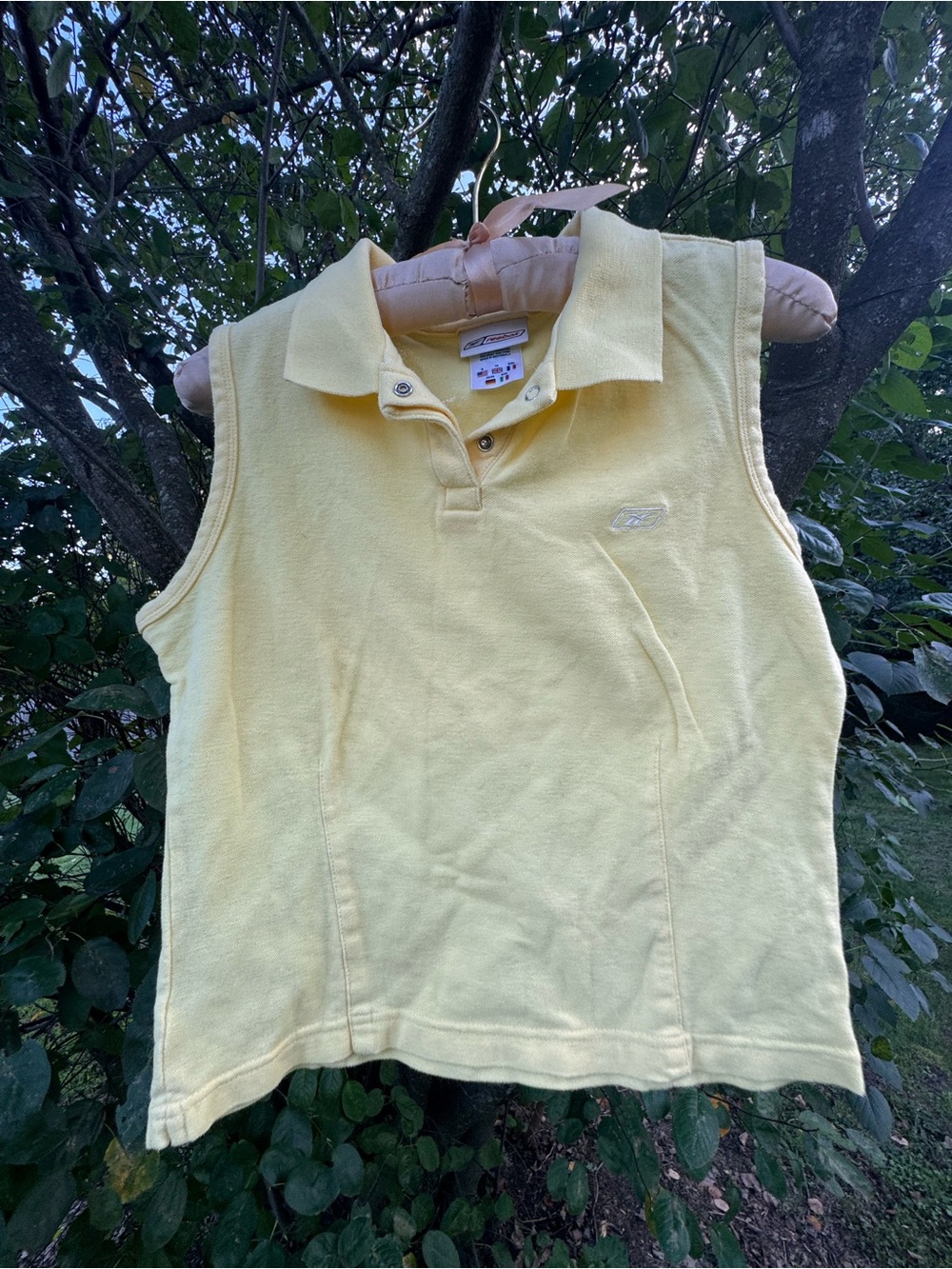 Reebok Yellow Sleeveless Polo Tank Top